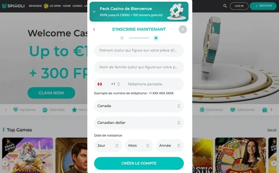 Saisissez vos renseignements personnels.